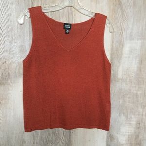 Eileen Fisher Rust Orange V-Neck Tank Top